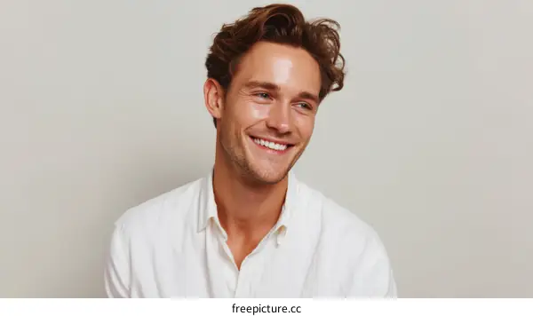 Smiling Caucasian Man Portrait Studio Shot