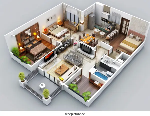 Modern 3-Bedroom Apartment Interior Design