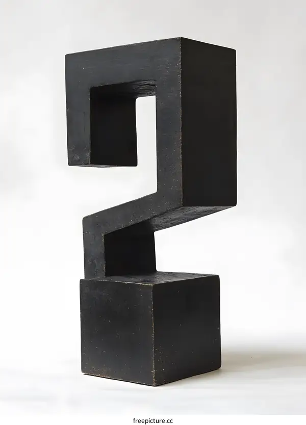 Abstract Black Wooden Sculpture