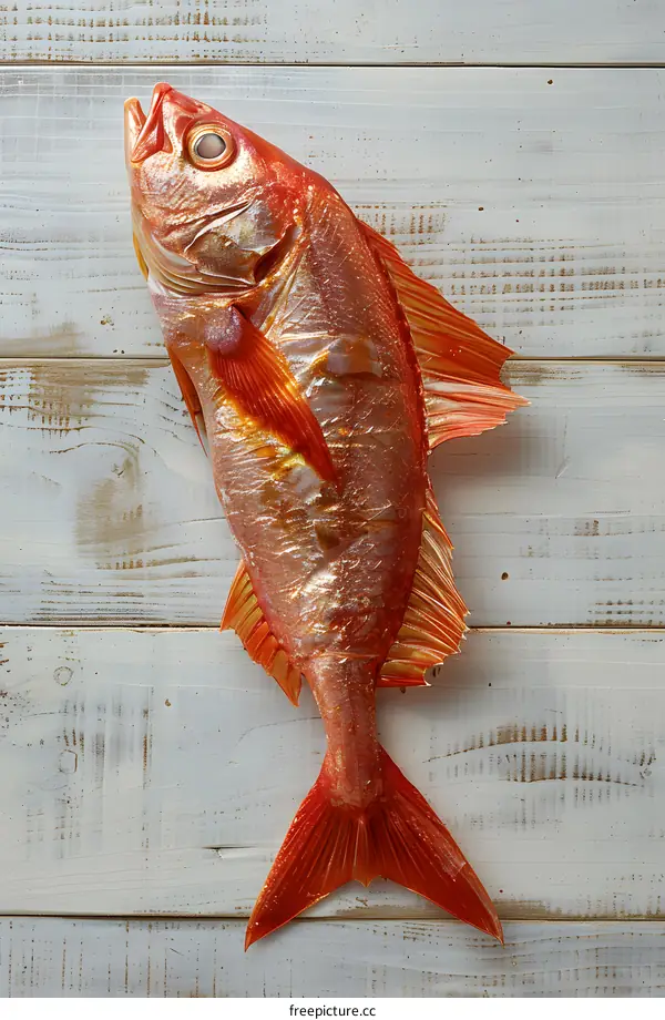 red fish on a white wooden table