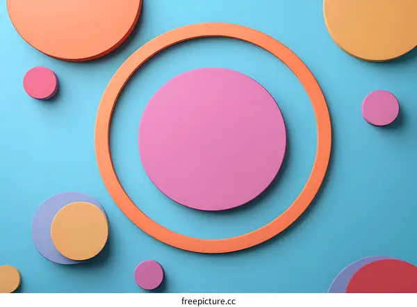 Abstract Geometric Shapes On Blue Background