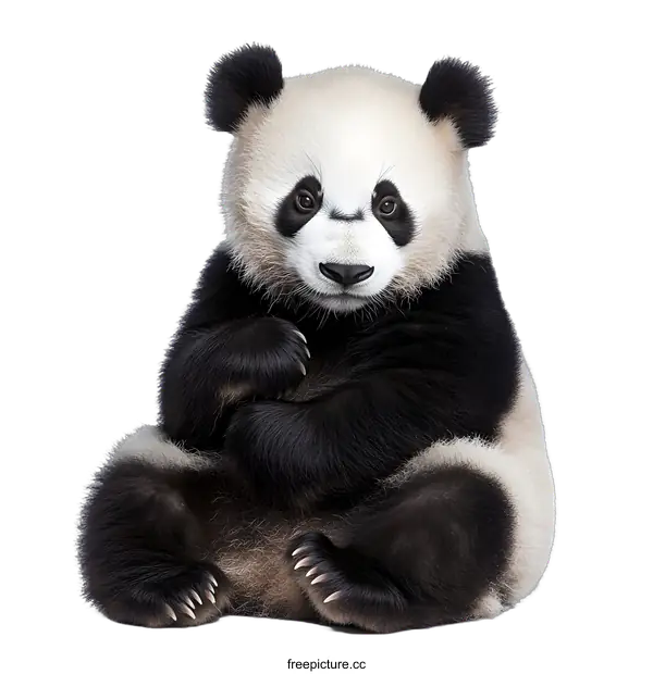 [Transparent Background PNG]Cute Baby Panda Sitting on White Background