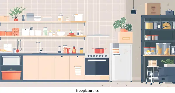 Modern Kitchen Interior Design Illustration