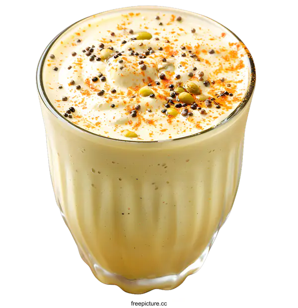 [Transparent Background PNG]Glass of Mango Lassi Drink