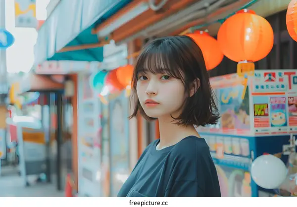 Young Asian Woman in a Japanese Street