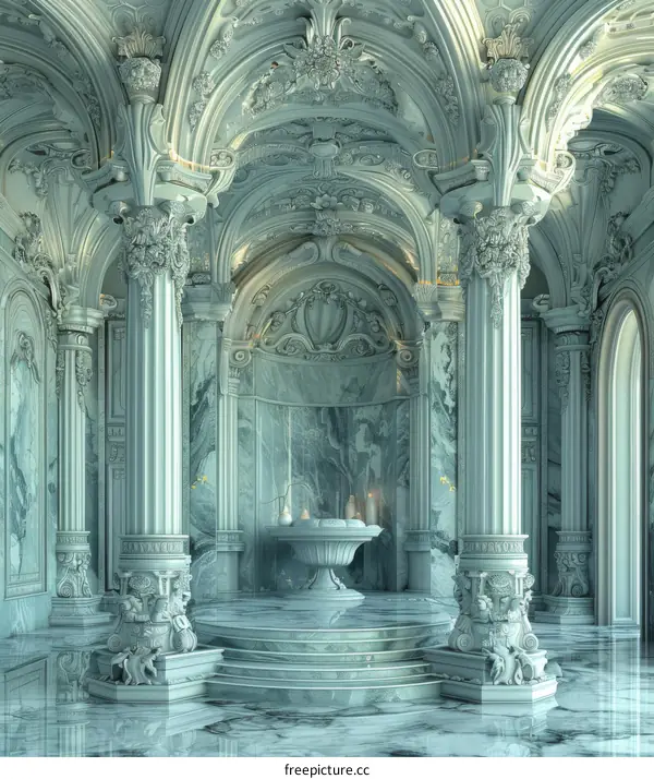 Elegant Teal Marble Palace Interior Design