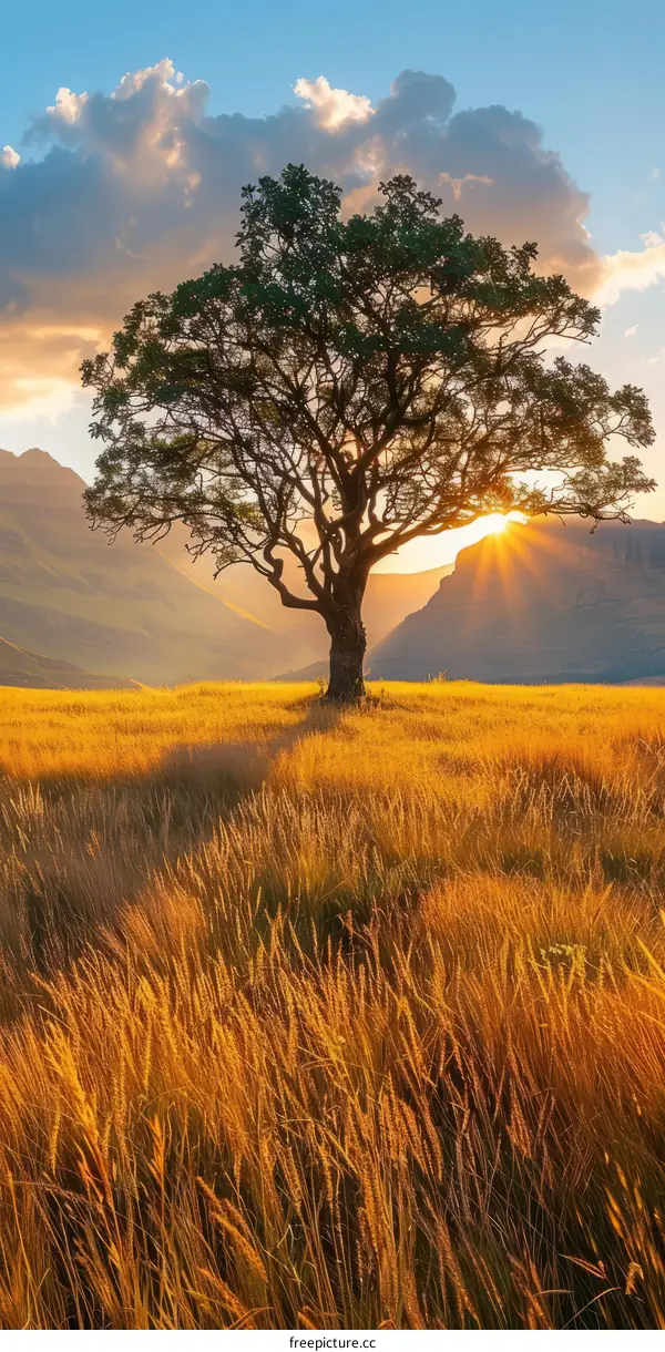 Lonely Tree in the Golden Field