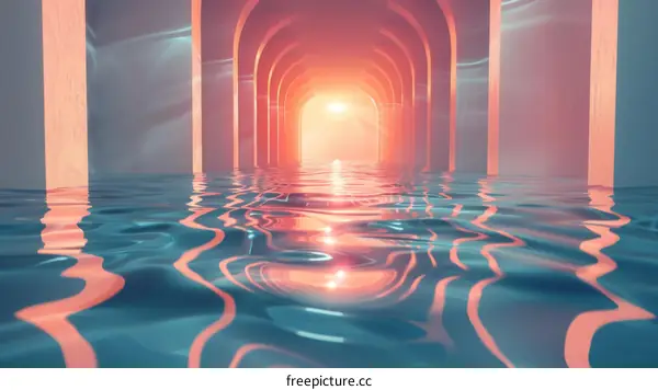 Pink and Blue Watery Hallway