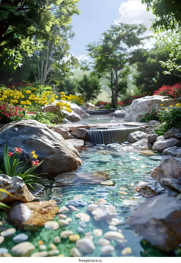 A beautiful creek in the middle of a forest
