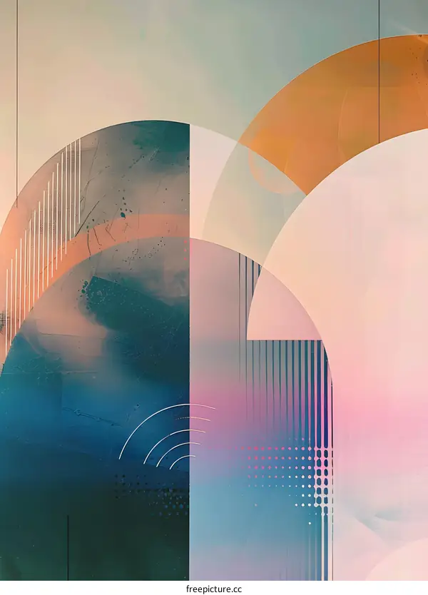Abstract Art with Geometric Shapes and Pastel Colors