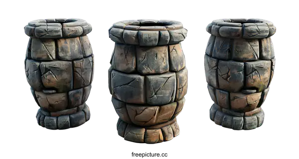 [Transparent Background PNG]Stone pillar game asset on black background