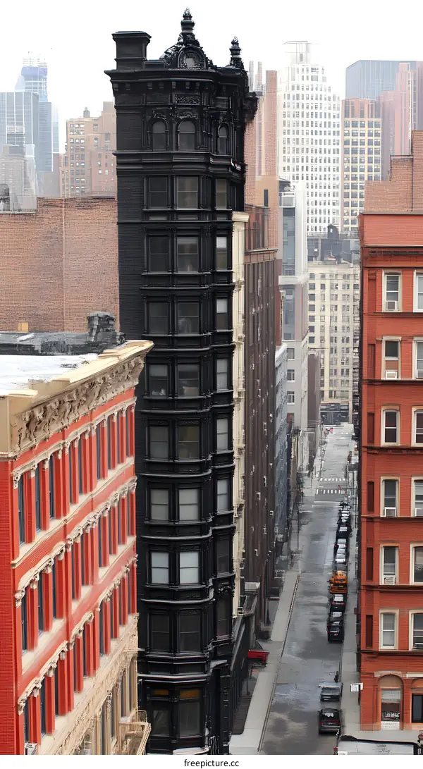 Black Building in New York City Skyline