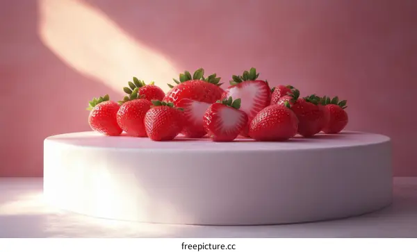 Fresh Strawberries on a White Display Stand