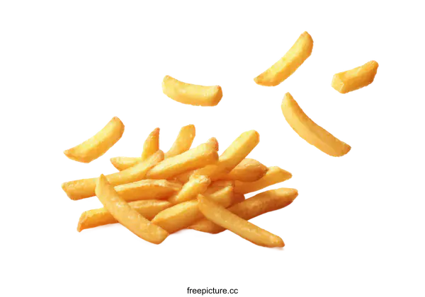 [Transparent Background PNG]Crispy French Fries Falling