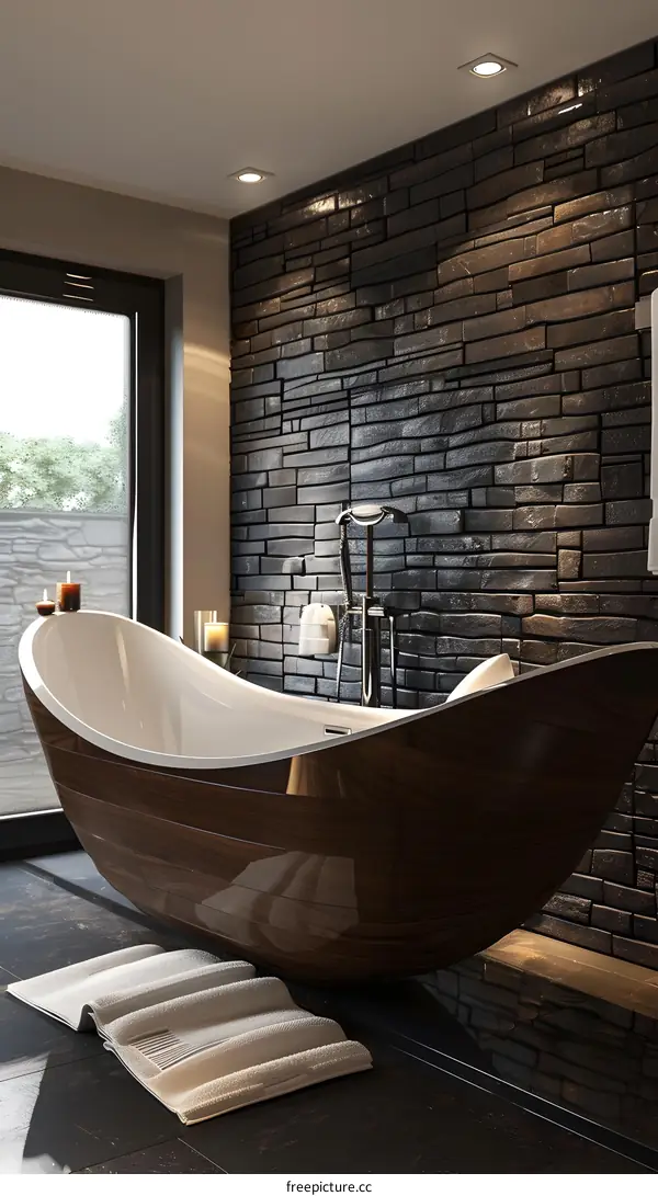 Stylish Wooden Bathtub