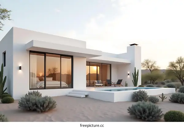Modern Minimalist House with Pool in Desert