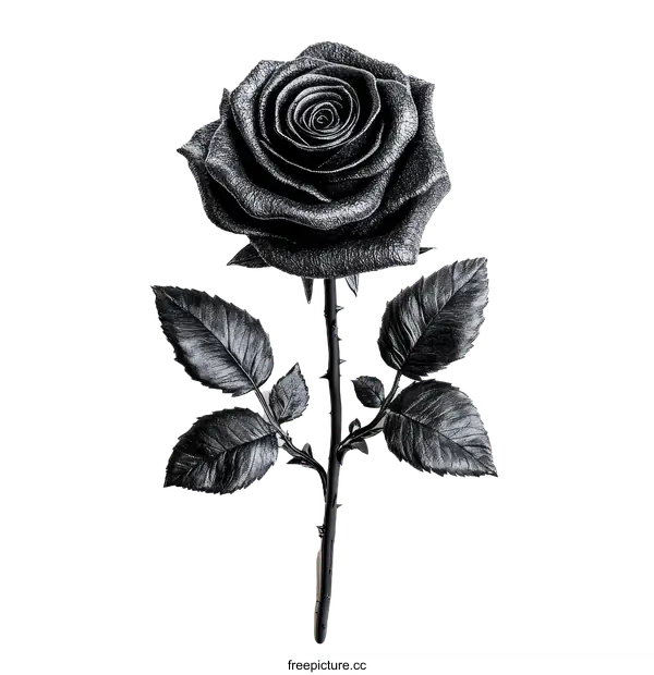 [Transparent Background PNG]Stunningly Black Rose Illustration