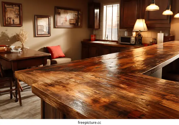 Rustic Wooden Kitchen Countertop