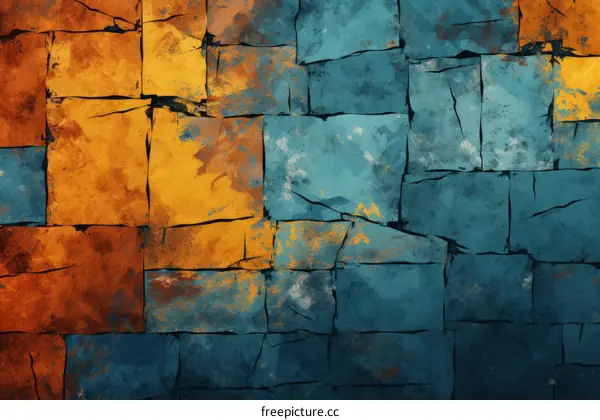 Blue and Orange Mosaic Tiles