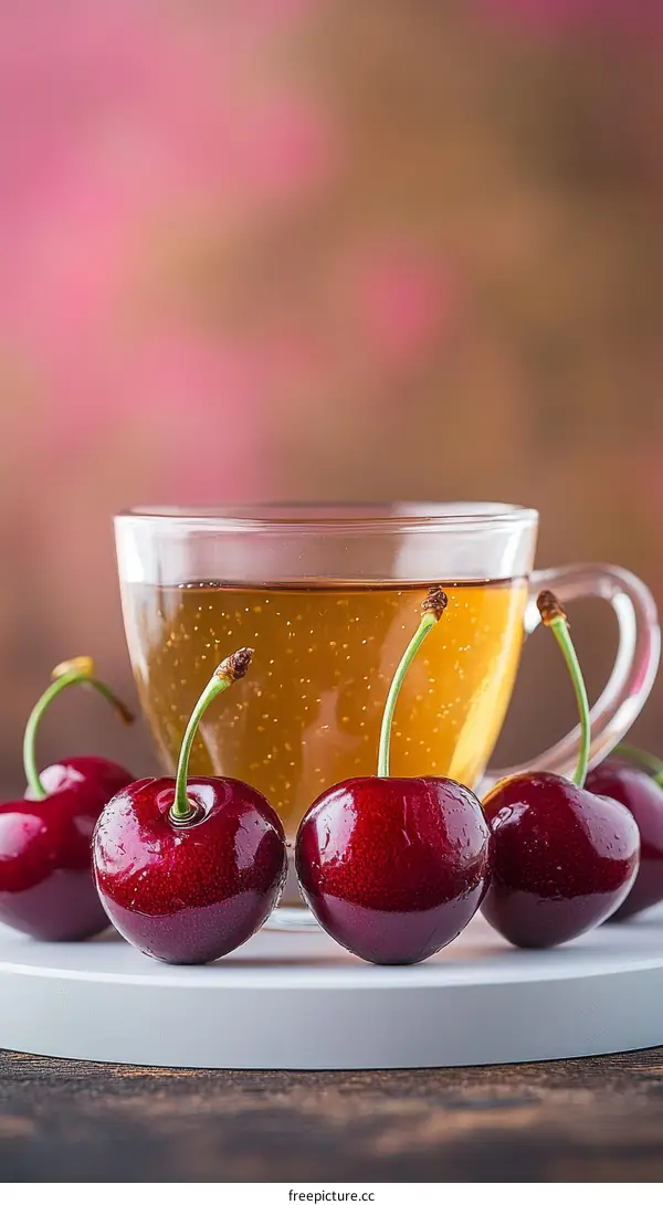 Fresh Cherries and Refreshing Drink