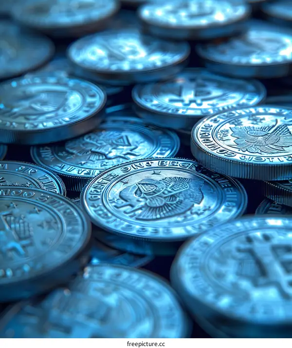 A pile of silver coins