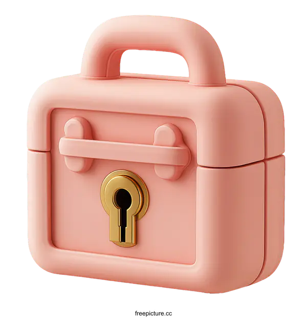 [Transparent Background PNG]Pink Lockable Storage Box Illustration