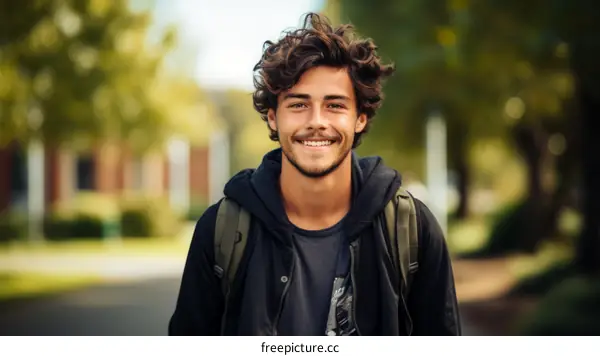portrait of a young male college student smiling