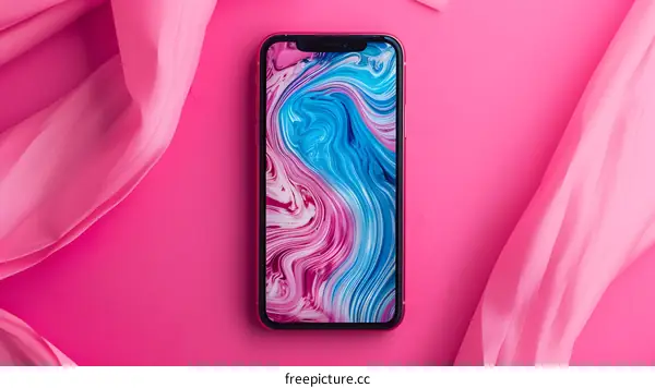 Pink Fabric Background with Abstract Smartphone Wallpaper