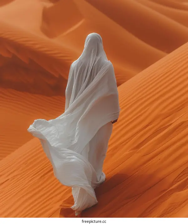 A person walking through the desert
