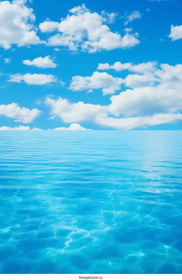 Blue sky and white clouds with the reflection in the water