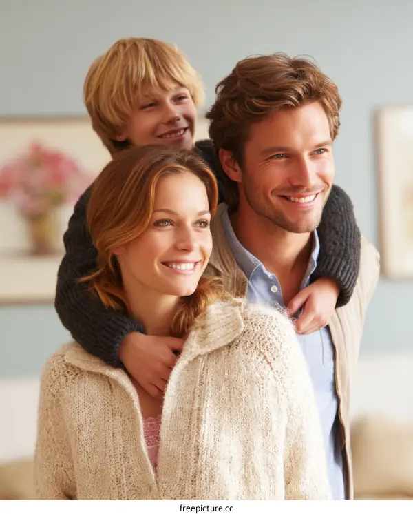 Happy Family Portrait in Cozy Knitwear