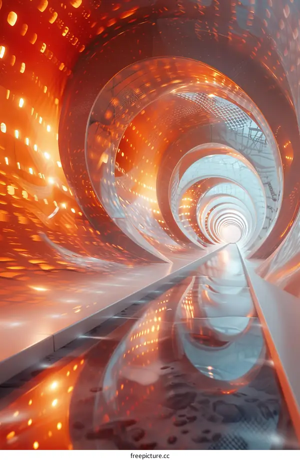 Glowing Orange Tunnel: Futuristic Architecture