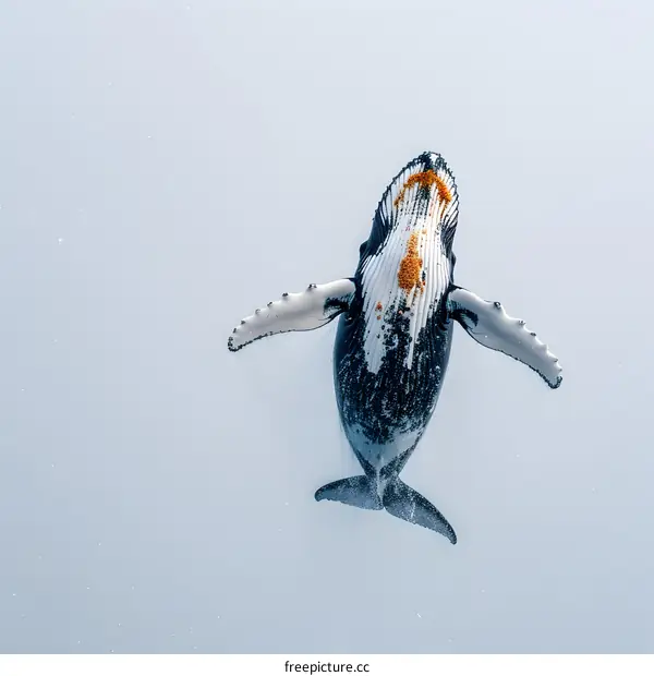 Humpback whale breaching the ocean surface