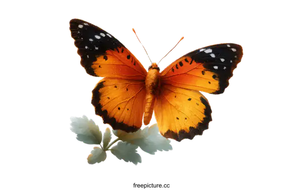 [Transparent Background PNG]Beautiful Orange Butterfly on a Soft Background