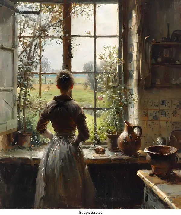 A woman looking out the window