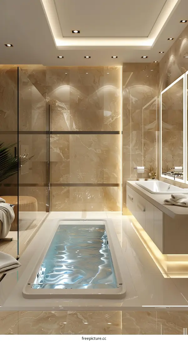 Luxurious Modern Bathroom with Embedded Spa