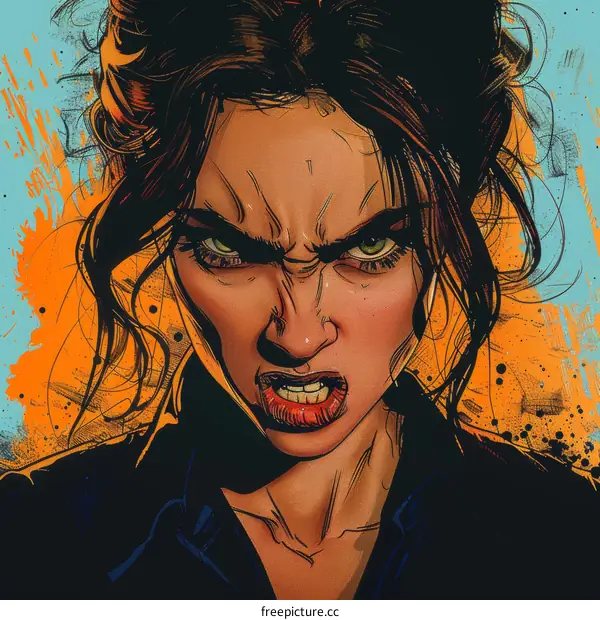 portrait of an angry young woman