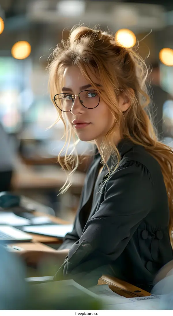 portrait of a beautiful young woman in glasses