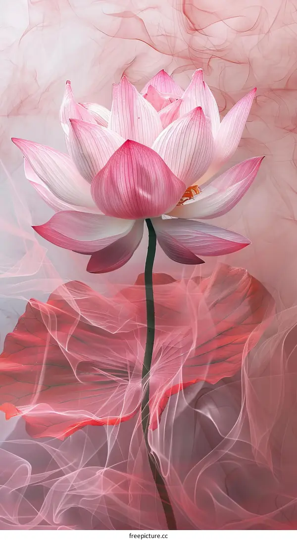 Graceful Pink Lotus Flower in Zen-Like Serenity