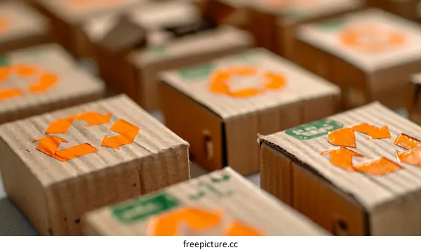 Cardboard boxes with recycle symbol