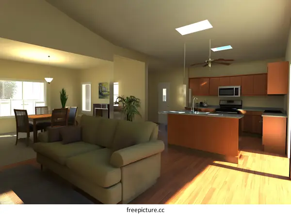 Modern Kitchen and Living Room Interior Design