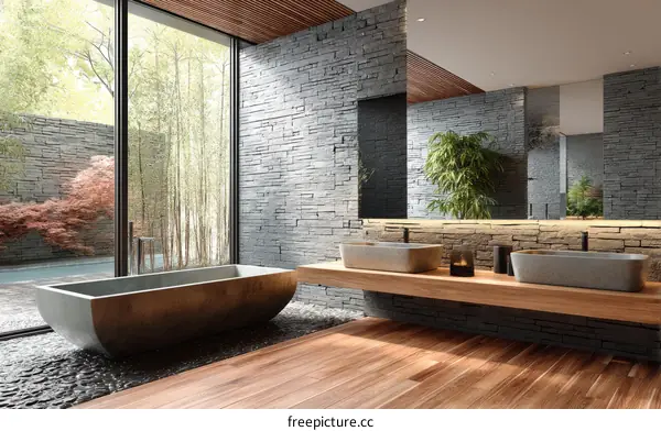 Modern Zen Bathroom Design with Natural Stone