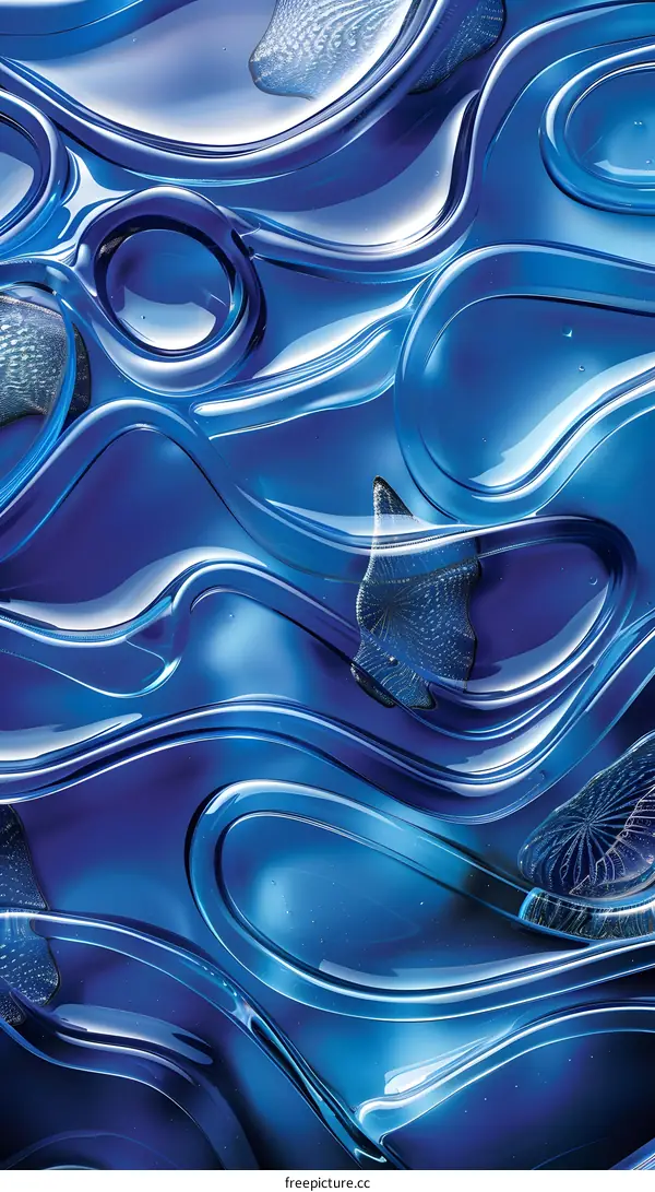 Blue Abstract Background with Wavy Lines