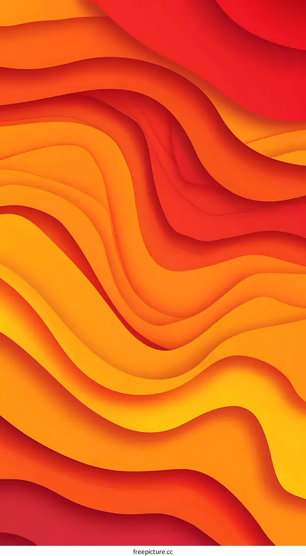 Abstract Orange And Yellow Background With Wavy Lines