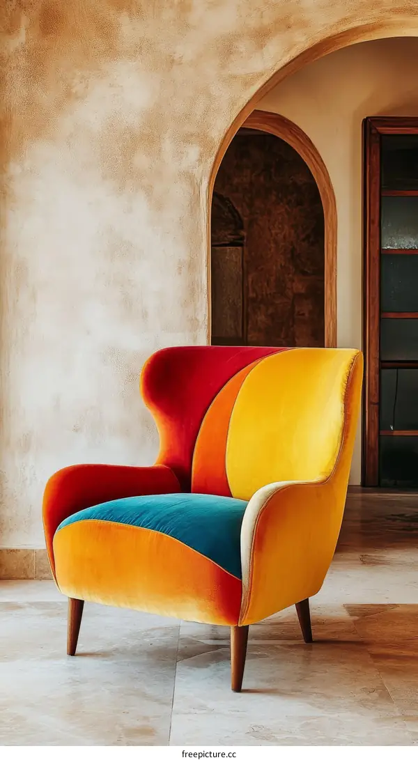 Colorful Velvet Accent Chair in a Modern Interior