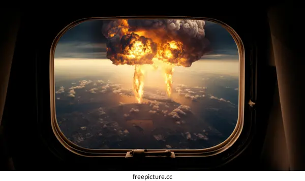 Nuclear explosion seen from airplane window