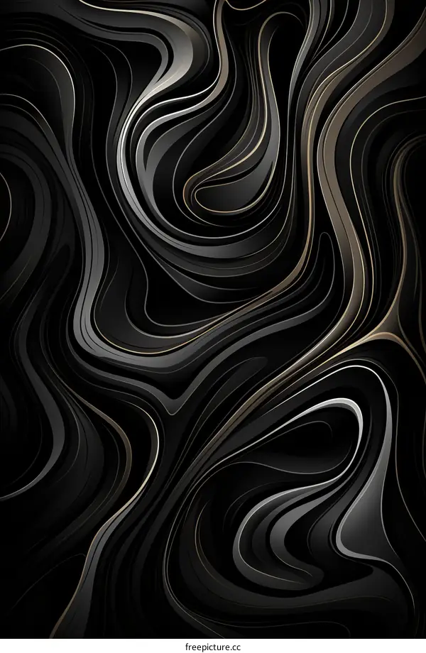 Black and gold abstract waves background