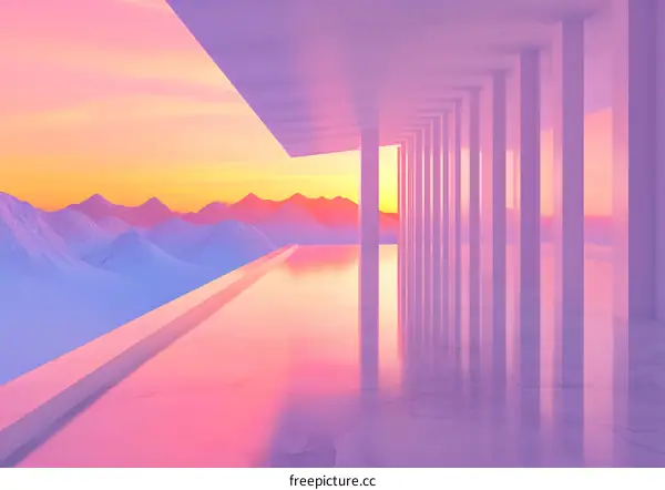 Minimalist Sunset Architecture with Mountain View