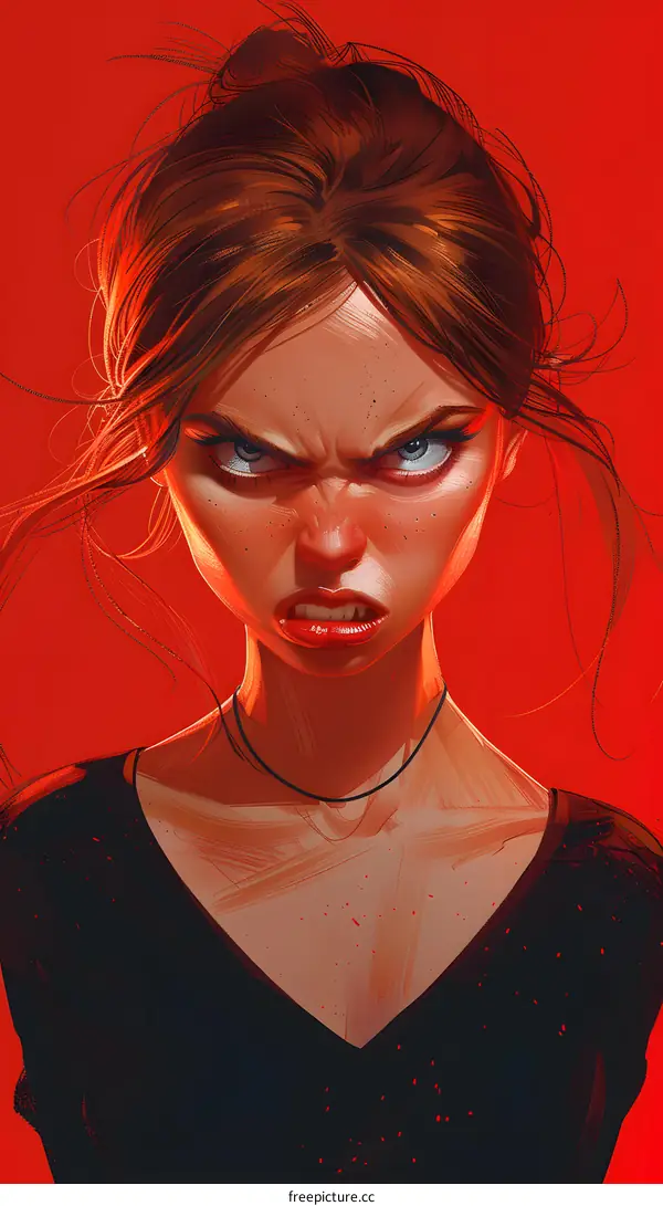 redhead girl angry expression