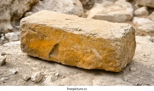 Ancient Stone Block on Ground